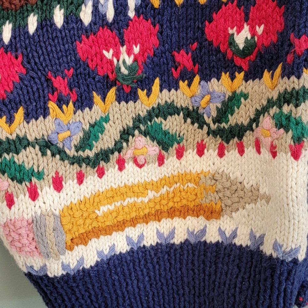 Vintage Northern Isles Hand Knit Freedom USA Prairie Land Sweater Cardigan Small - Picture 8 of 16
